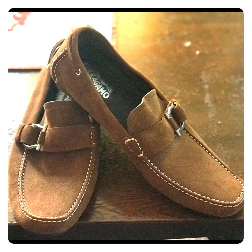 Brown Ferragamo Men suede loafers